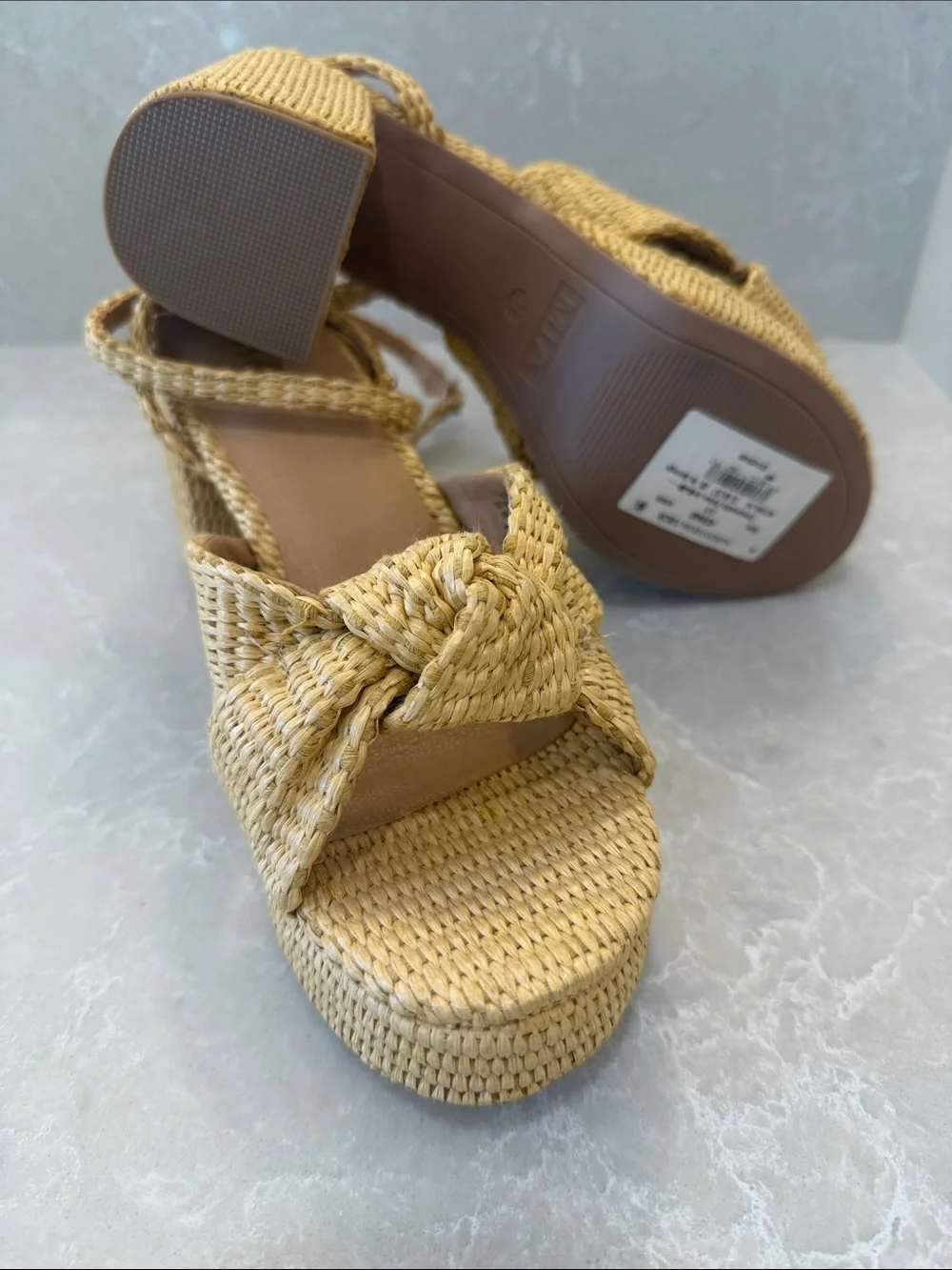 MIA Woven Knot Platform Sandals in Natural